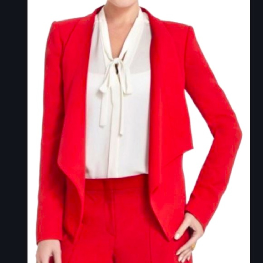 BCBG Abree Open Front Blazer in Rio Red